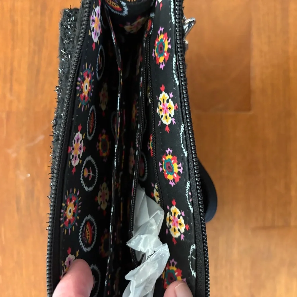 NWT Vera Bradley RFID Crossbody Wallet - black sparkle crossbody purse clutch - Picture 5 of 12